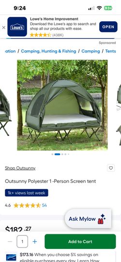 Tent cot with bed and pump
