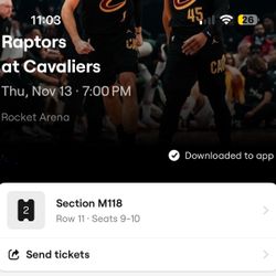 2 Cavs Tickets For Sale $95 Each