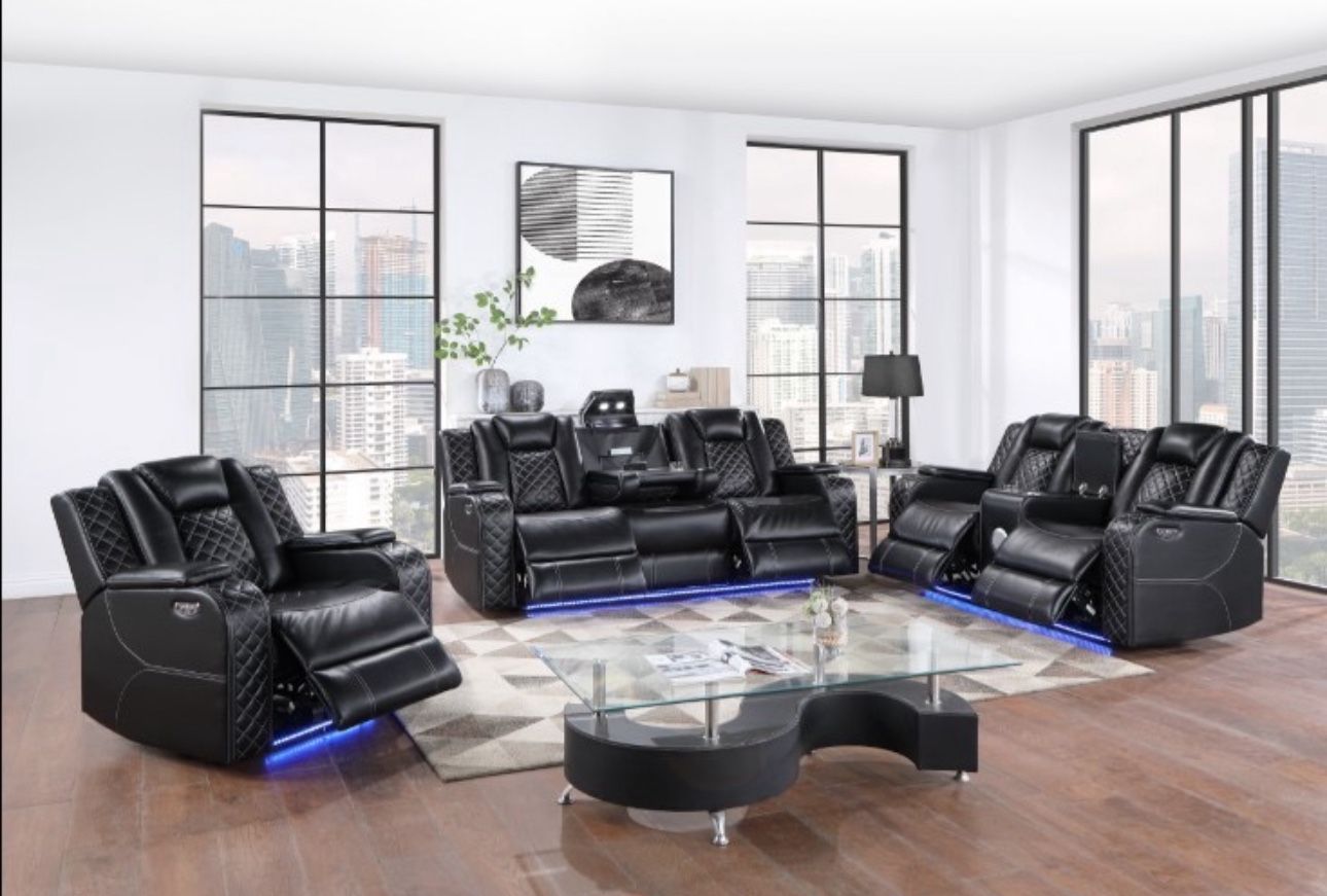 Tax Season Event!! Power Recliner w/Power headrest, LED Light, Bluetooth Speaker & Console