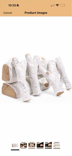 Barton 6PCS Ceramic Gas Fireplace Logs, Realistic Birch Wood Style Heat-Resistant Fake Firewood, Stackable Decorative Log Set for Indoor Outdoor Firep