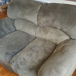 Grey Suede Sofa And Loverseat Set 