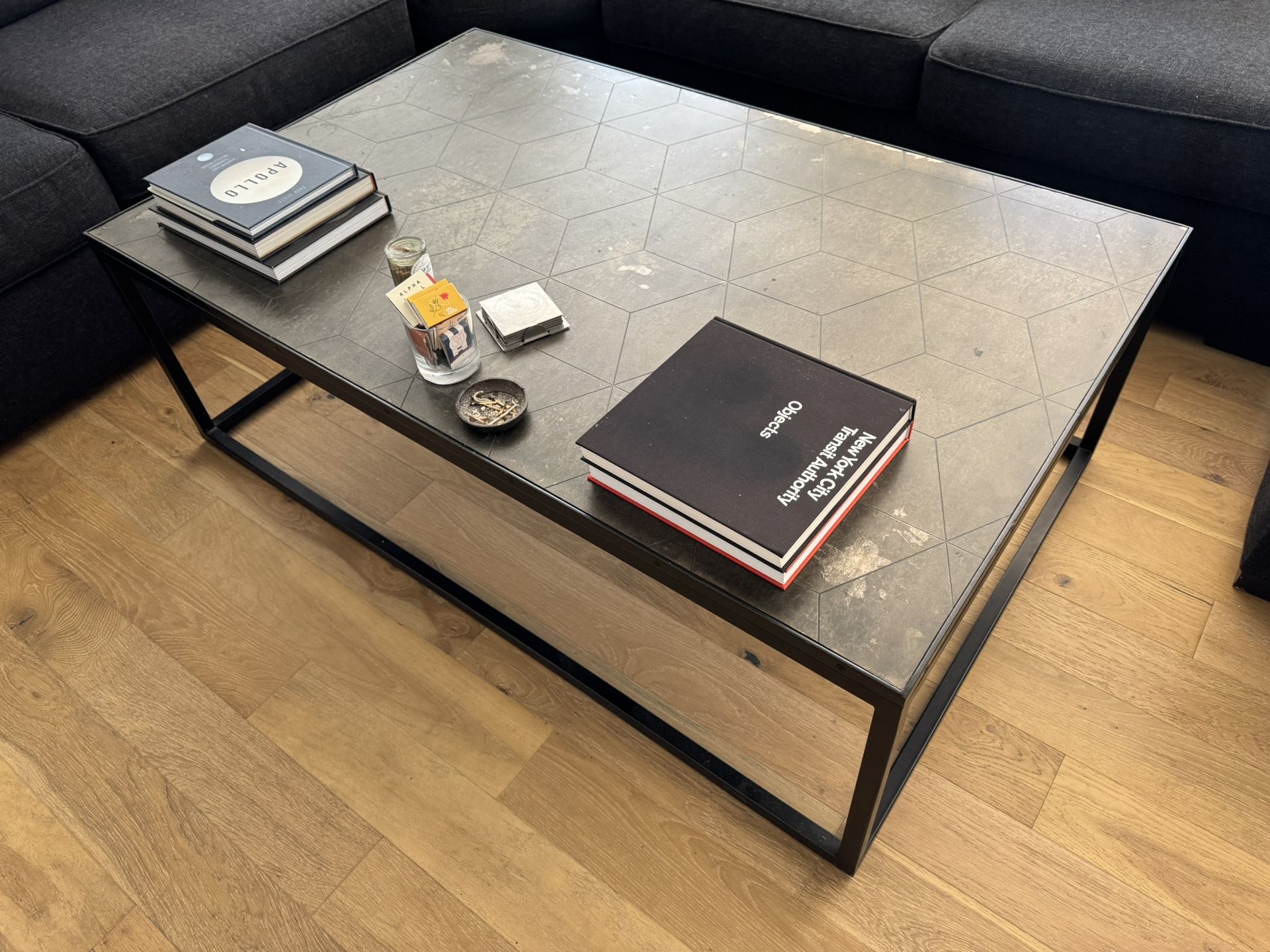 Restoration Hardware Metal Parquet Coffee Table 