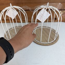 Two birdcages ready to be decorated for table decor etc party wedding baby shower sweet sixteen quinceanera table arrangements