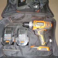 Ridged Battery Drill, 2 Batteries. Like New