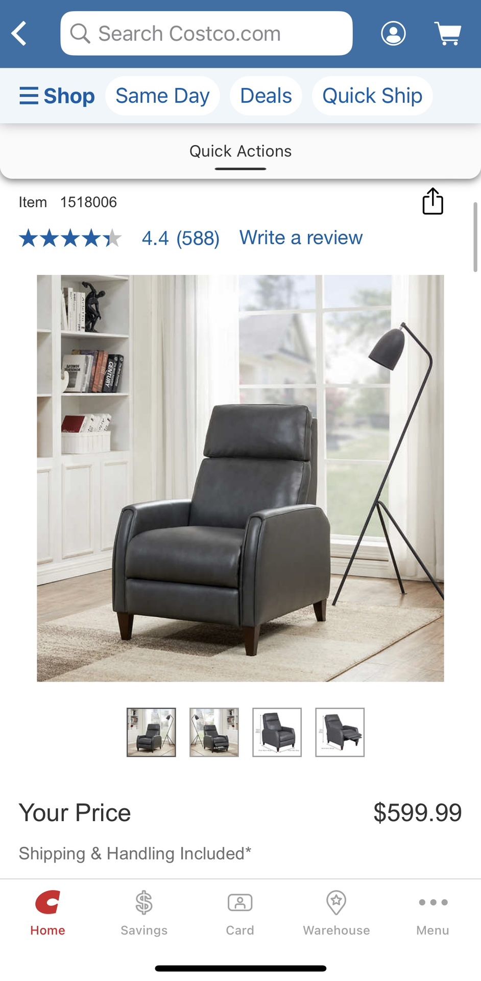 Decklyn Leather Pushback Recliner