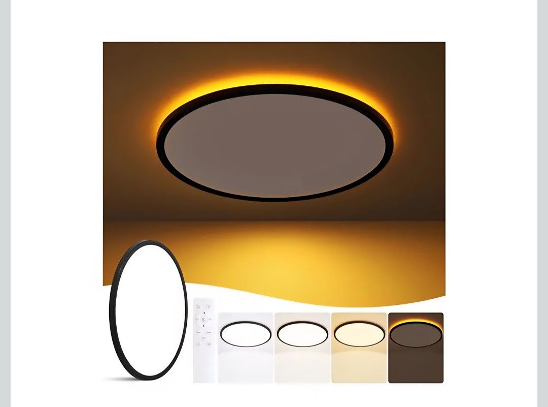 15 Inch Flush Mount Ceiling Light with Night Light, 36W 3600LM, Dimmable LED Ceiling Lights Fixture with Remote Control, 3000K/4000K/6500K Selectable,