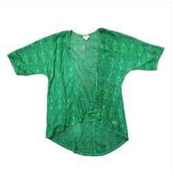 LulaRoe Size Small Green Lace Short Sleeved Open Front Cardigan