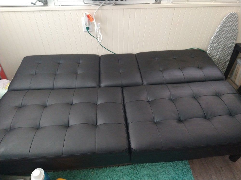 Black leather futon