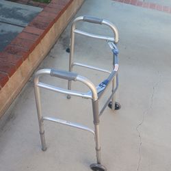 Pro basics foldable aluminum walker with 5 inch wheels