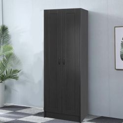 Wooden Storage Cabinet, Tall Pantry Cabinets with Doors and Shelves Free Standing Narrow Storage Cabinet