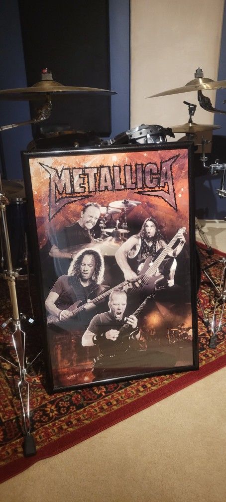 Rare large framed Metallica picture. 25x37