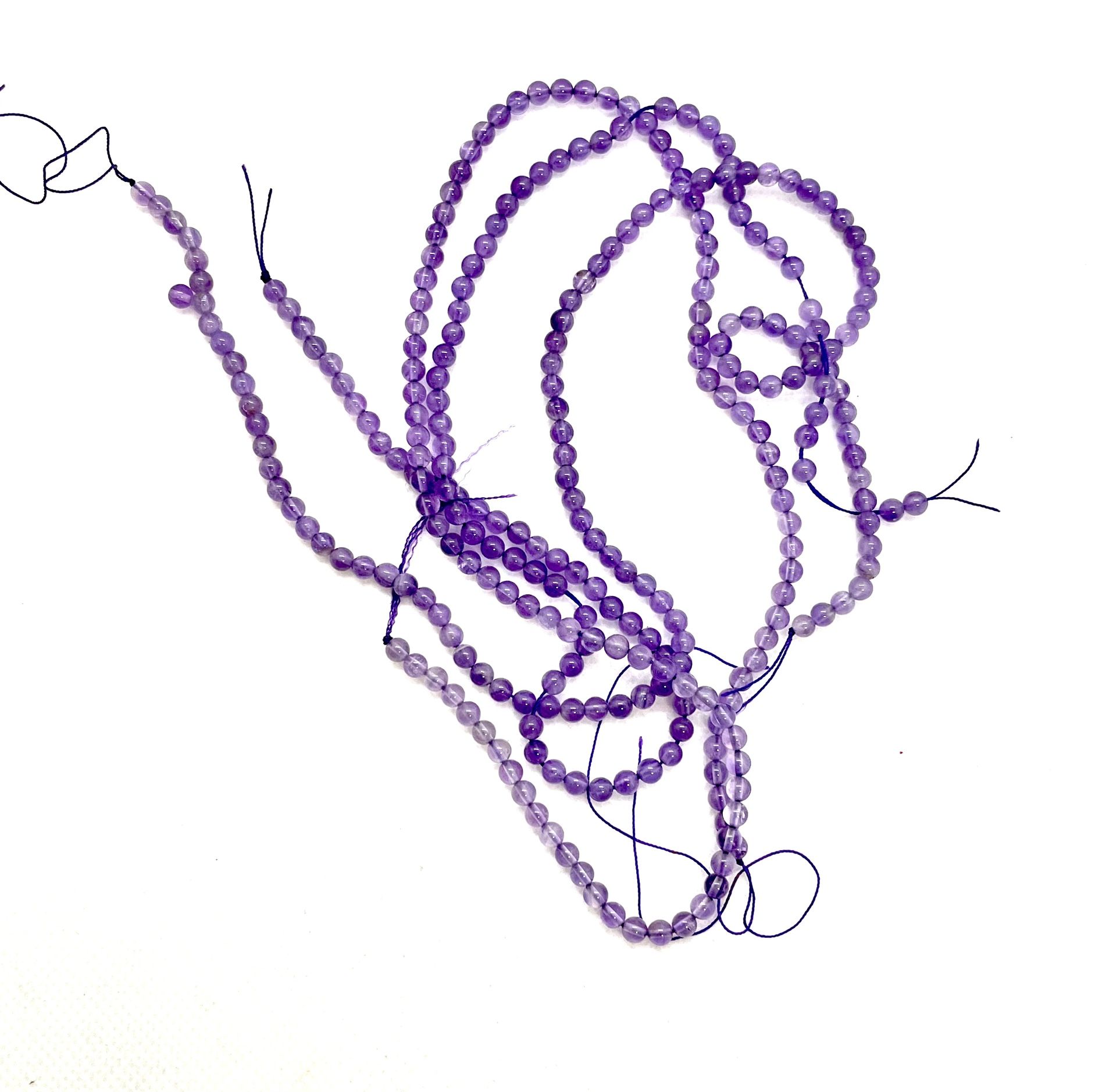 3 Strands Of Amethyst Beads