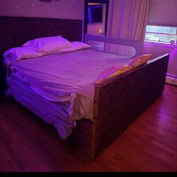 Bamboo style wooden king size bed frame