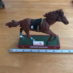 BOBBLE HORSE SOUVENIR SARATOGA RACETRACK HORSE #8  FOUR STAR DAVE STATUE RESIN
