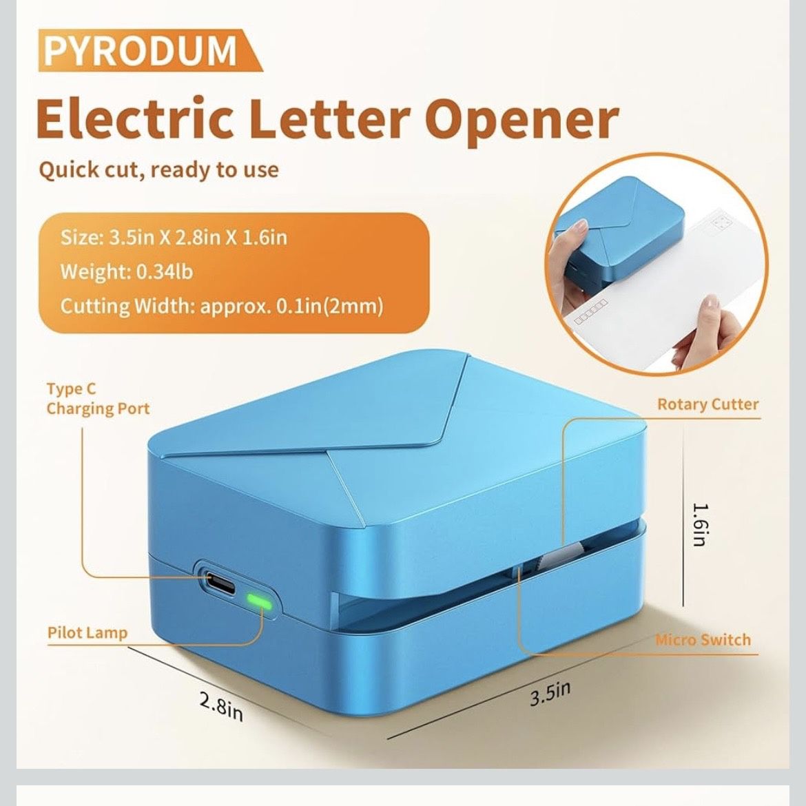 Rechargeable Electric Letter Opener