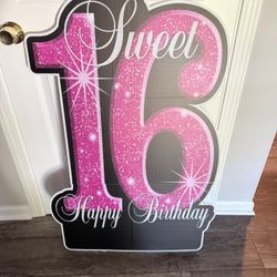 35 Inch Sweet 16, Yard Sign 