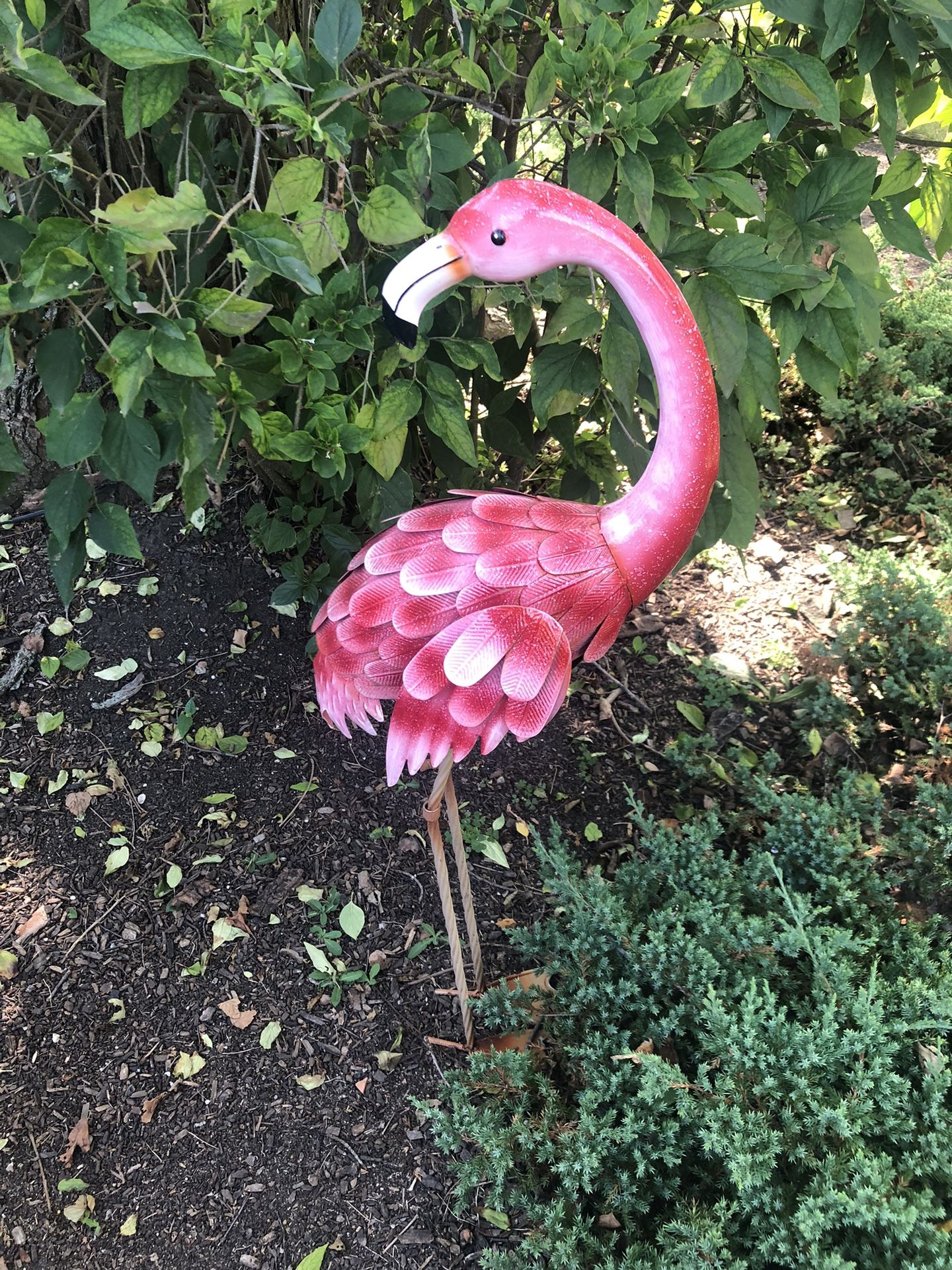 Metal Bright Pink Flamingo Garden Decor