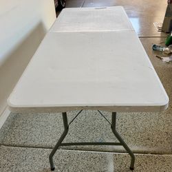 6-Foot White Plastic Fold-in-Half Table