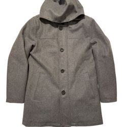 Guess Gray Hooded Coat w/Quilted Lining Size Med -2 outer pockets -2 inner pockets -Button and Zipper Closure -Cotton/Polyester  -Worn a few times -Me