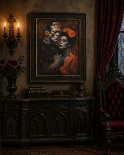 Repurposed  mirror into Frankenstein  art