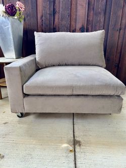 West Elm Corner Modular Chair In Mocha Velvet Fabric