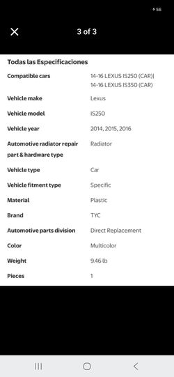 Lexus radiator is250 is(contact info removed)-2016