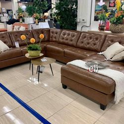 Baskove Auburn Leather Raf Large Sectional, Chaise,Seccional,Couches,Sofa,Living Room☆Ask for a discount COUPON,Recliner,Sofa Sleeper,Financing 