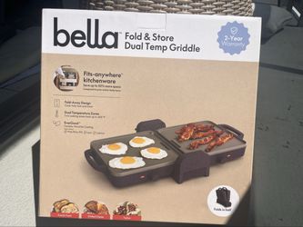 NEW Bella Fold & Store Electric Griddle - Dual Temp, 2x 10x10 Ceramic Nonstick, Folds in Half