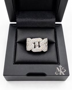 925 Sterling Silver 4.00CTW MOISSANITE Cuban Link Half Band Men’s Ring Size 10