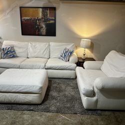 **FREE DELIVERY**  Beautiful White Gabberts Sofa & Chair With Matching Ottoman **FREE DELIVERY**