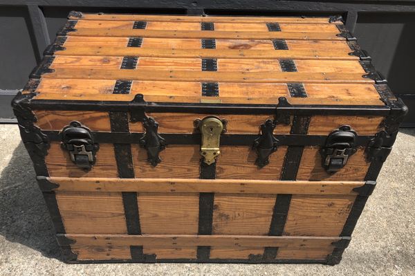 Antique Oak Steamer Trunk Chest Coffee Table For In Wareham Open In The Appcontinue To Mobile Website