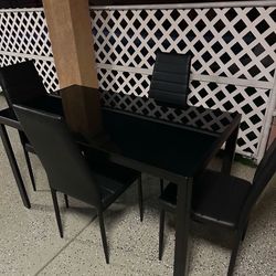 Black Glass Dining Table (Chairs Not Included)