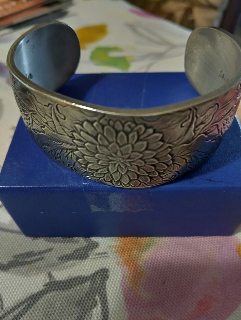Silver Cuff Bracelet With November Birth Flower