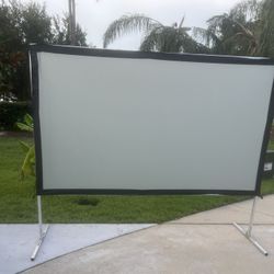 Elite Screens  2 120" Indoor/ Outdoor Projection Screen Minor Imperfections Read. Used in good condition with some minor cosmetic blemishes and imperf