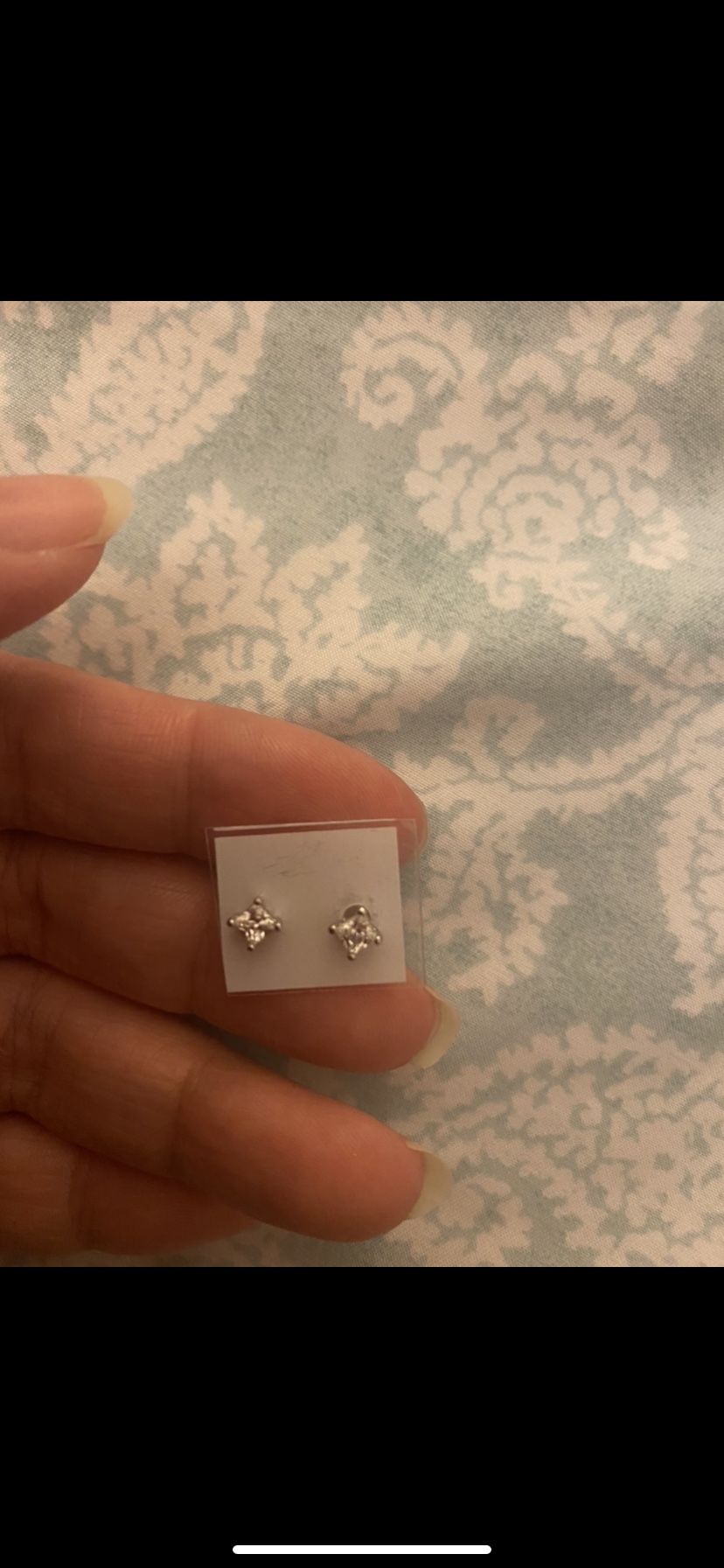 Real Silver Zircon Diamond Small Stud Earrings