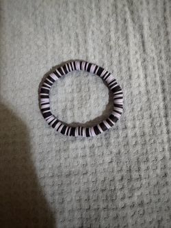Navy blue and White Clay Bead Stretch Bracelet