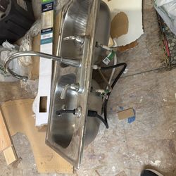 Sink, faucet, and 2 supply lines