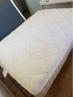 Full Size Bed Frame + Naturepedic Organic Cotton Mattress - Excellent Condition