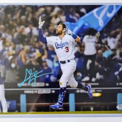 Chris Taylor Autographed 11x14 WS 2020 Dodgers Photo 