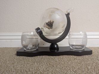 Whiskey Decanter Glass Globe Decanter Set With Whiskey Glasses Wood Stand Funnel Accessories Home Dining Bar Decoration