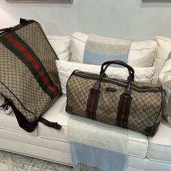Vintage Gucci Duffle Bag & Garment Bag Combo
