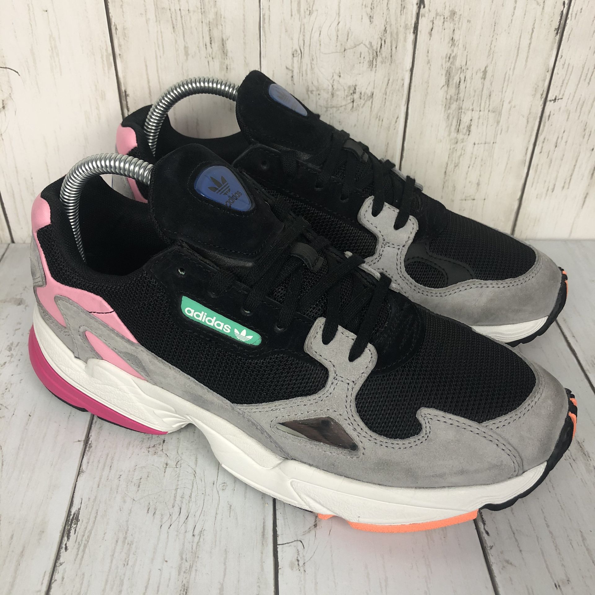 Adidas Falcon Chunky Grey Black Athletic Sneakers Womens
