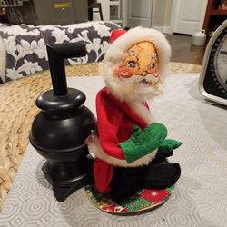 VINTAGE 1963 Annalee Mobilitee Santa Claus Doll w/ Pot Belly Stove Christmas 