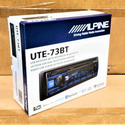 Alpine UTE73BT Bluetooth Stereo System USB Am Fm Radio Auxiliary Single Din 🚨 Payment Options Available 🚨 No Credit Needed 🚨 