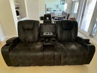 Power Recliner Sofa with Console and Cup Holders