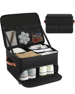 Uross Golf Trunk Organizer, 2 Layer Golf Storage Bag with Ventilated Shoe Compartment, Golf Accessories Equipment Locker, Cool Birthday Gifts for Men 