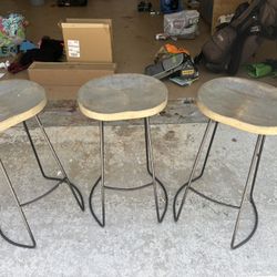 Driftwood And Iron Bar Stools 