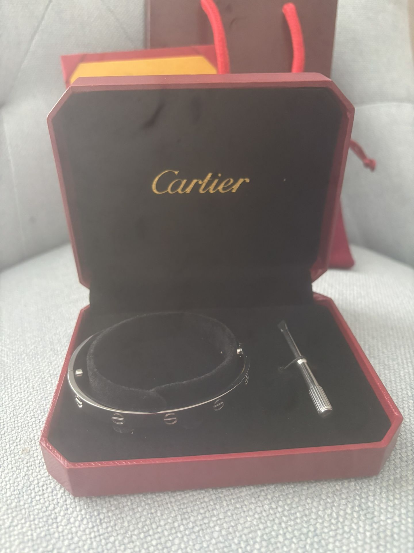 Cartier Love Bracelet In Silver Size 17