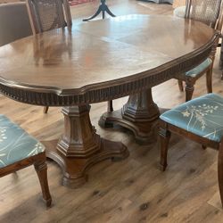 Solid Wood Dining Table – Double Pedestal Base – Traditional Style