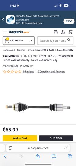 Front Driver Side Axle Trakmotive HO-8219
